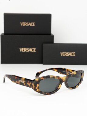 Versace Women Sunglasses Brown Yellow Havana Grey Oval VE4487 777/87 BRAND NEW